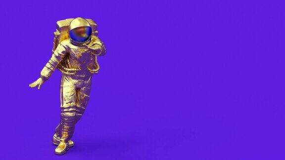 超现实宇航员或宇航员或宇航员穿着宇航服未来科幻宇宙银河背景3d渲染现代时尚当代创意动画复制空间无缝循环插图