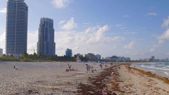 美国迈阿密南海滩码头全景4k佛罗里达