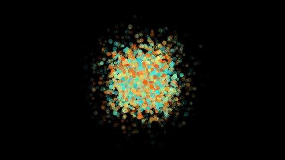 运动彩色粒子在黑色背景4k动画阿尔法通道
