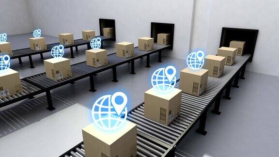 自动GPS系统在输送带上运送货物数字跟踪货物物联网技术