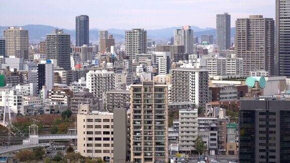 日本大阪城鸟瞰图