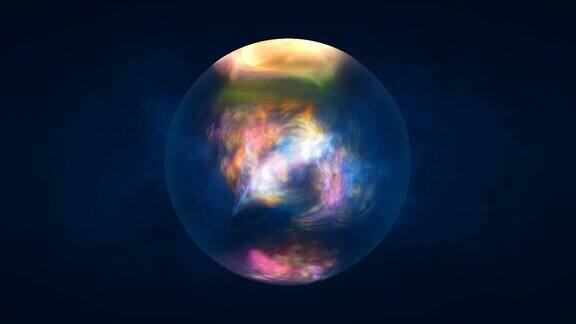 球体行星彩虹能量透明玻璃魔法与能量波在核心抽象背景视频4k60帧秒