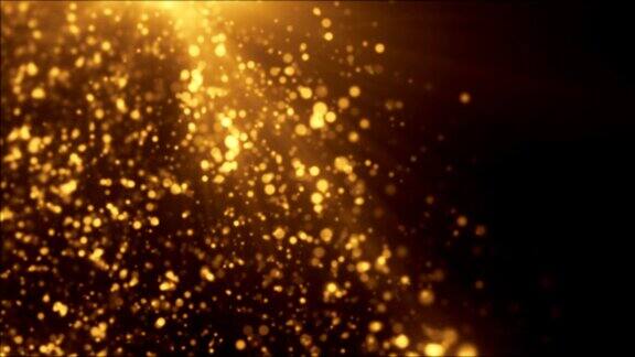 金色灯光和粒子动画背景