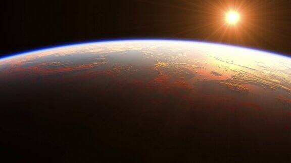 从太空看地球的日出