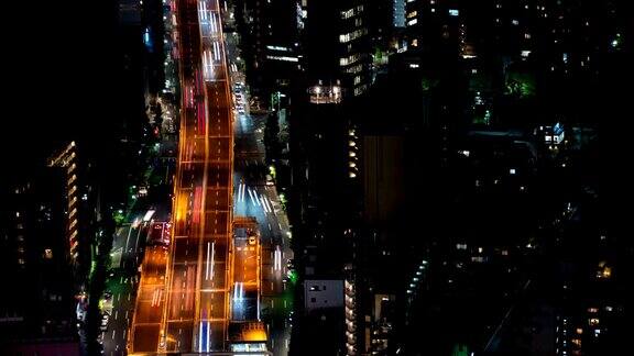时间推移-东京的夜间交通城市景观