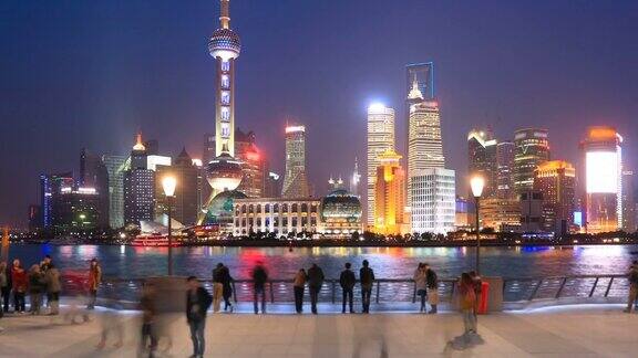 上海的黄昏中国放大间隔拍摄