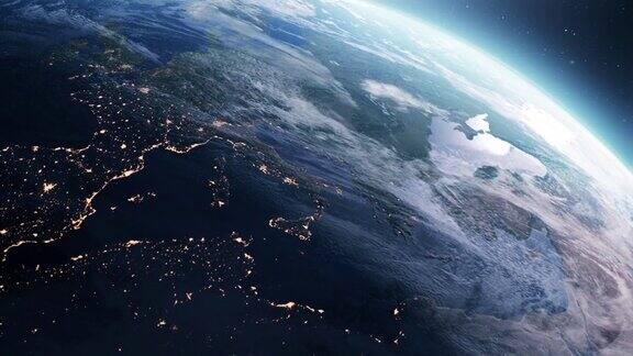 地球一晚上环绕南欧飞行