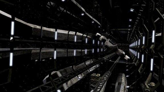 宇宙飞船飞出了一个动画空间站