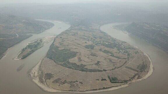 鸟瞰图的黄河(黄河)带在陕西省中国