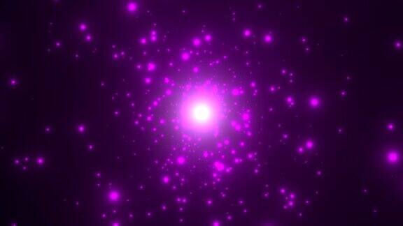 电影中紫色的星星田野和银河中的苍蝇闪闪发光