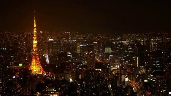 东京城市的夜景航拍