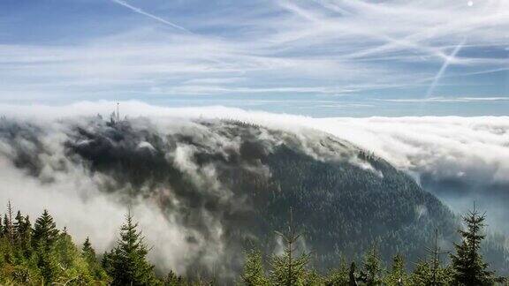 雾在山上滚动的时间