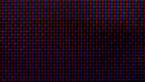 RGB像素在电视上放映影片时微距、特写