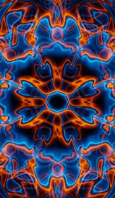 垂直视频橙色和蓝色的能量波循环动画背景