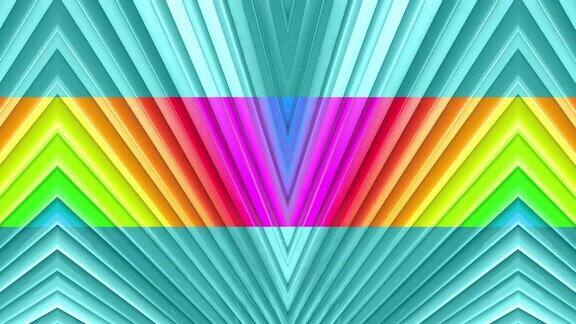 抽象3d无缝明亮背景在4k与彩虹磁带彩虹多色条纹移动循环在简单的几何卡通创意风格毛圈平滑的动画31