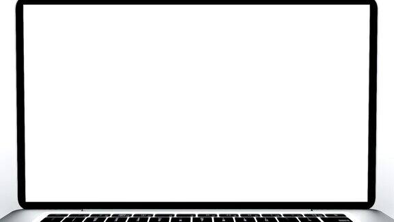 笔记本电脑动画薄旋转白色背景