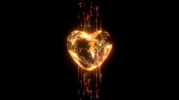 发光的粒子形成了心脏的形状