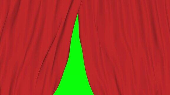 红丝剧场站起来以绿幕为背景合上窗帘