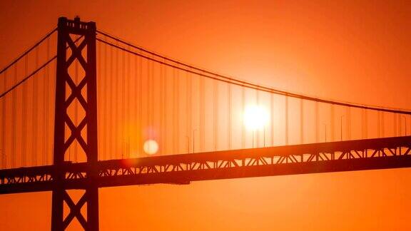 时光流逝旧金山海湾大桥的日出