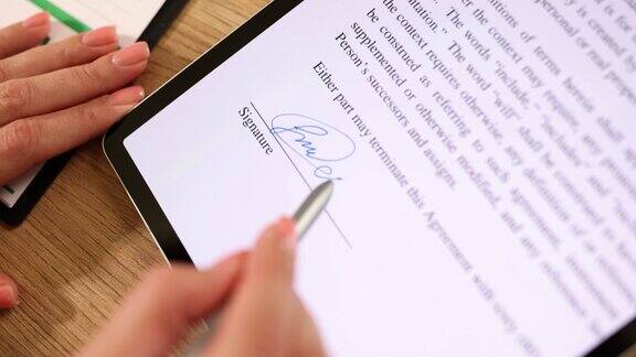 在平板电脑上使用手写笔的电子签名宏表示