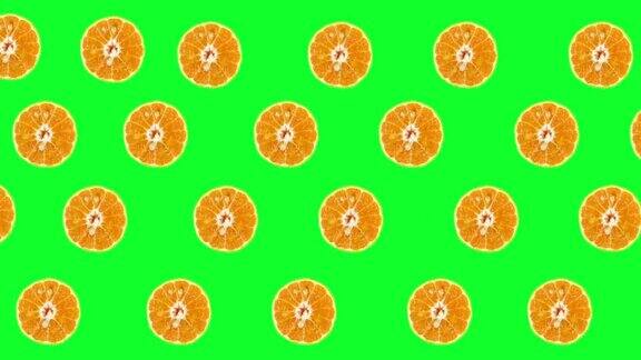 定格动画绿色背景上的绿色屏幕上的橙色转弯