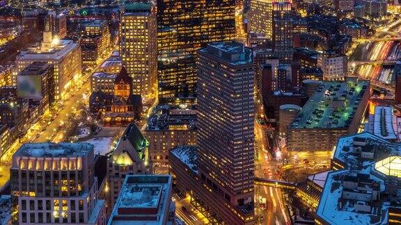 波士顿的摩天大楼在日落时延时科普利广场