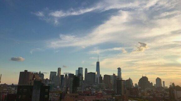 纽约城市夜晚日落视图