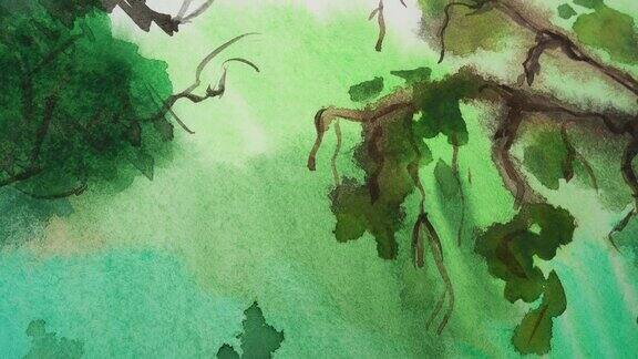 画树木水彩画