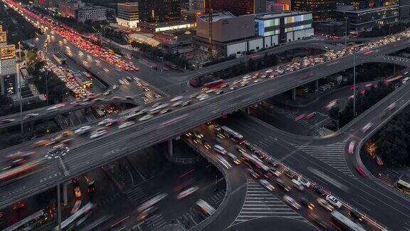 时光流逝北京黄昏时拥挤的交通