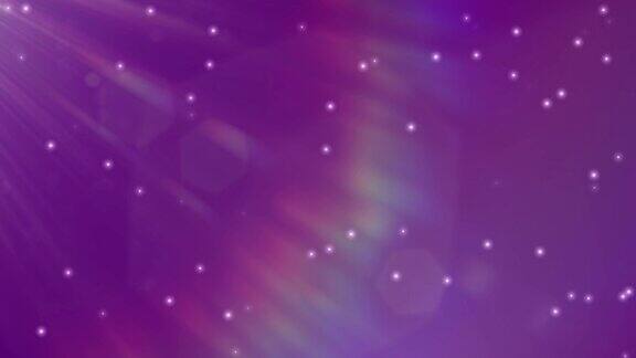 白色的浮星和光谱透镜在紫色上闪耀