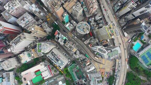 白天市景交通道路高空俯视图4k香港