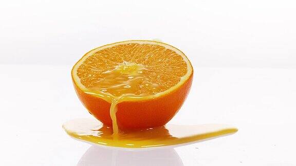 橘子柑橘水果流动的白色背景慢镜头4K