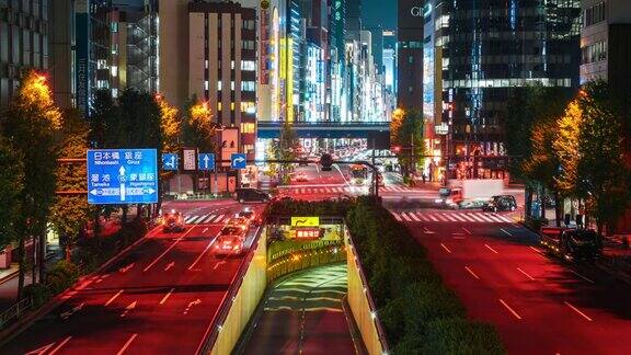 4K延时:东京城市景观夜间高峰时间的东京东京日本