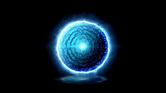 蓝色魔力能量科技球-反应堆-核原子-无限循环