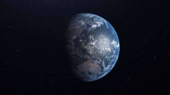 超现实的地球在太空旋转和漂移星星在背景-4K
