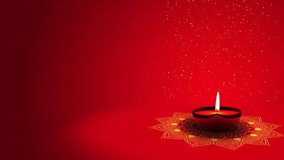排灯节的背景是燃烧着的油灯、蜡烛和花rangoli