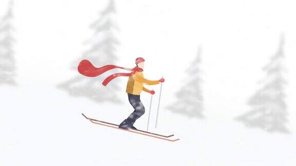 冬季运动滑雪动画