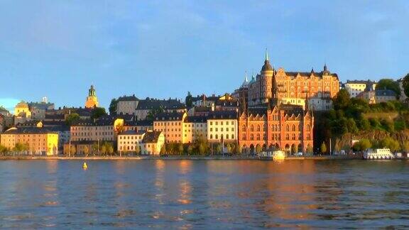 瑞典斯德哥尔摩老城的日落