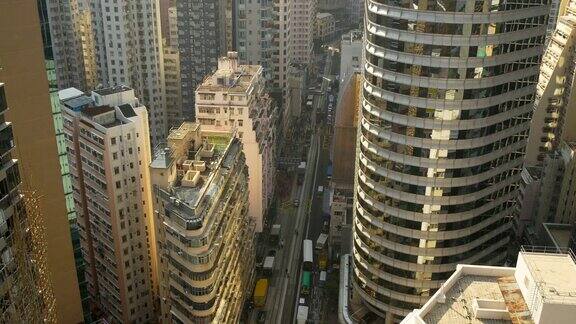 香港晴天交通街道屋顶全景4k中国