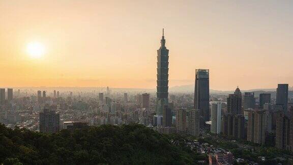 日落鸟瞰建筑城市台北台湾