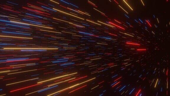 摘要多维空间背景光速运动中的氖光通过明星4k无缝循环