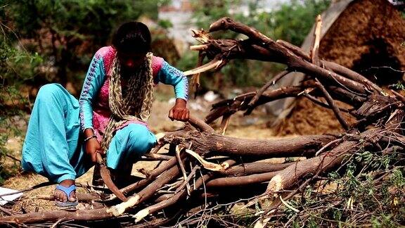 农村妇女砍伐树木