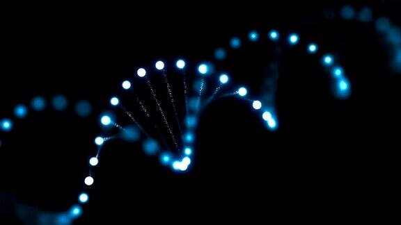 旋转DNA发光分子的3D渲染动画遗传学