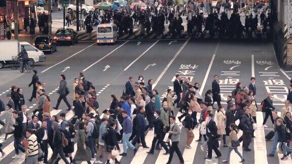 上野十字路口人行横道慢镜头