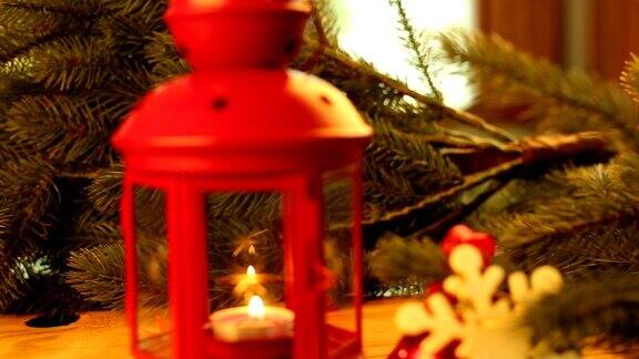 红色圣诞灯笼装饰