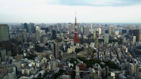 从东京六本木山森塔上看到的东京塔