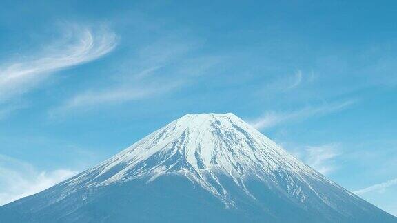 4k时间流逝:日本富士山的蓝天特写