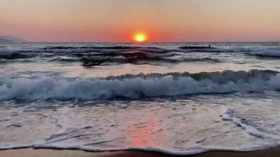 日落海滩背景