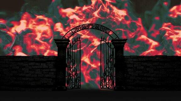 地狱之门在火热的背景下打开3D动画