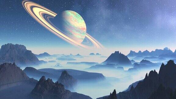 土星的背景外星景观